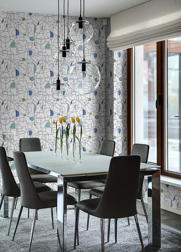 Wallpaper Fauvist Peel & Stick Wallpaper // Blue & Green 