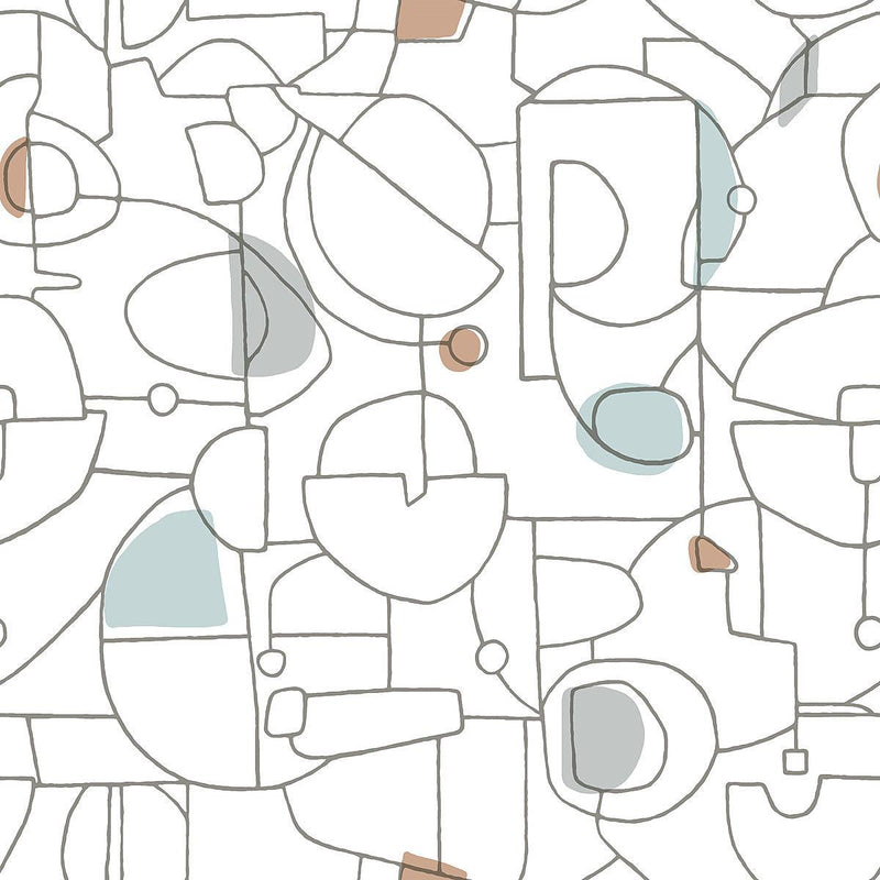 Wallpaper Fauvist Peel & Stick Wallpaper Sample // Blue & Brown 8 x 10 