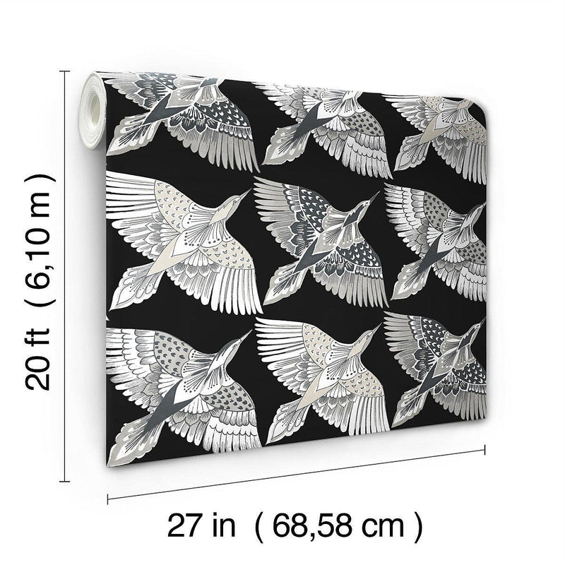 Wallpaper Feather Flight Peel & Stick Wallpaper // Black 