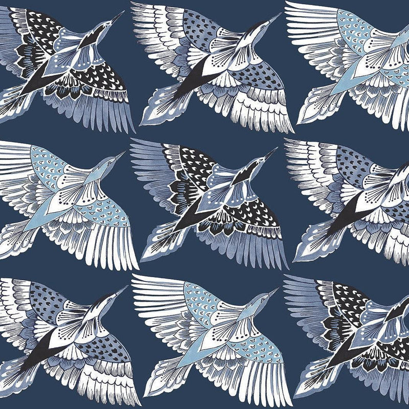 Wallpaper Feather Flight Peel & Stick Wallpaper Sample // Blue 8 x 10 