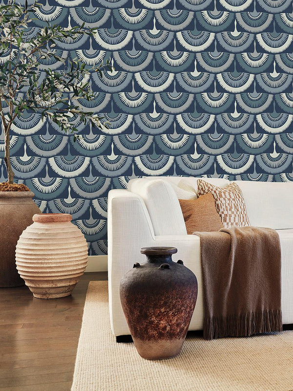 Wallpaper Feather & Fringe Wallpaper // Blue 