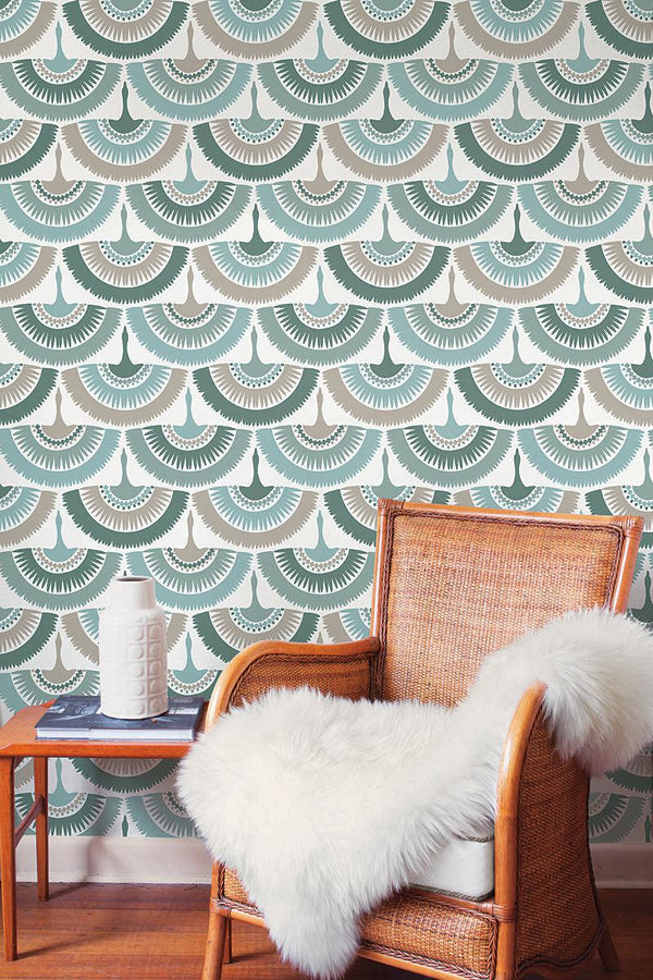 Wallpaper Feather & Fringe Wallpaper // Green 