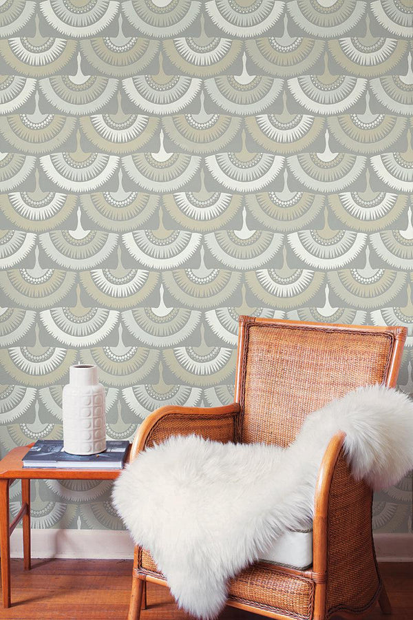 Wallpaper Feather & Fringe Wallpaper // Grey 