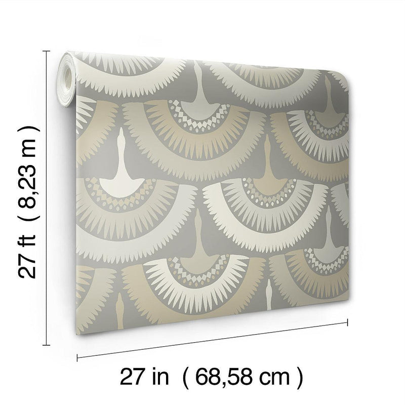 Wallpaper Feather & Fringe Wallpaper // Grey 