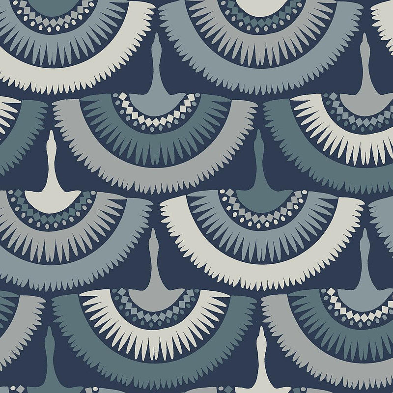 Wallpaper Feather & Fringe Wallpaper Sample // Blue 8 x 10 