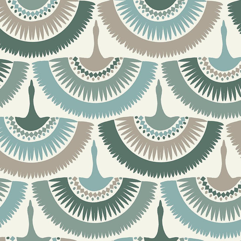 Wallpaper Feather & Fringe Wallpaper Sample // Green 8 x 10 