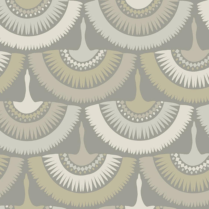Wallpaper Feather & Fringe Wallpaper Sample // Grey 8 x 10 