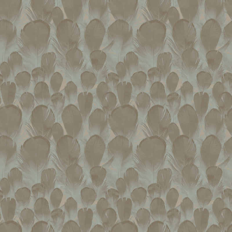 Wallpaper Feathers Wallpaper Sample // Brown & Turquoise 8 x 10 