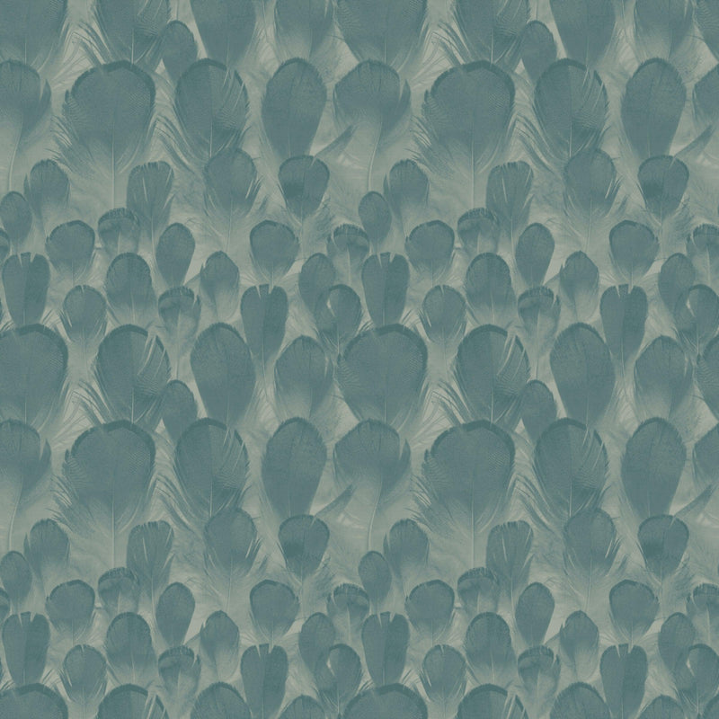 Wallpaper Feathers Wallpaper Sample // Teal & Green 8 x 10 
