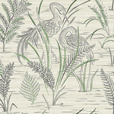 Wallpaper Fernwater Cranes Wallpaper // Black & Green 