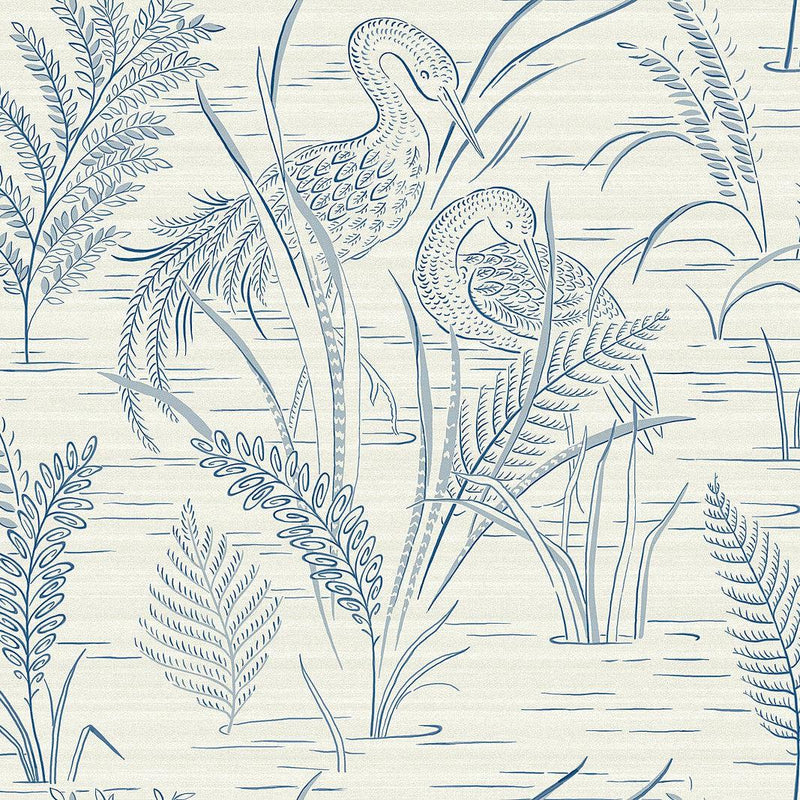 Wallpaper Fernwater Cranes Wallpaper Sample // Blue 8 x 10 