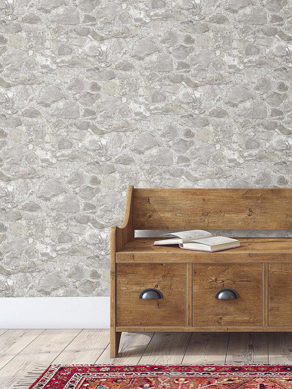 Wallpaper Field Stone Wallpaper // Grey 