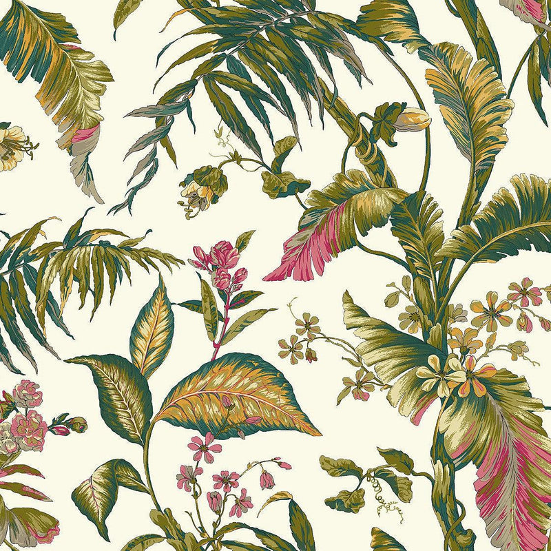 Wallpaper Fiji Garden Wallpaper Sample // White & Teal 8 x 10 