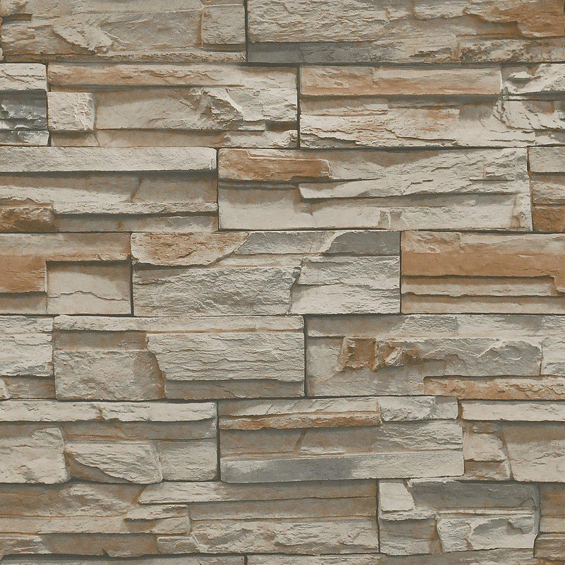Wallpaper Flat Stone Wallpaper Sample // Brown & Grey 8 x 10 
