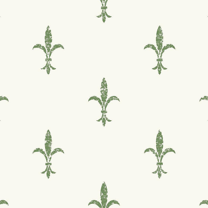 Wallpaper Fleur De Lis Wallpaper Sample // White & Green 8 x 10 