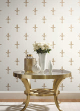 Wallpaper Fleur De Lis Wallpaper // White & Gold 