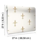 Wallpaper Fleur De Lis Wallpaper // White & Gold 