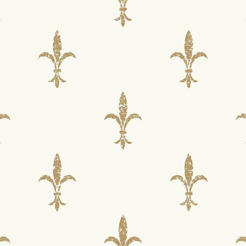 Wallpaper Fleur De Lis Wallpaper // White & Gold 