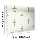 Wallpaper Fleur De Lis Wallpaper // White & Green 