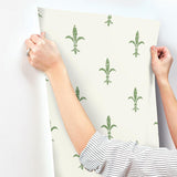 Wallpaper Fleur De Lis Wallpaper // White & Green 