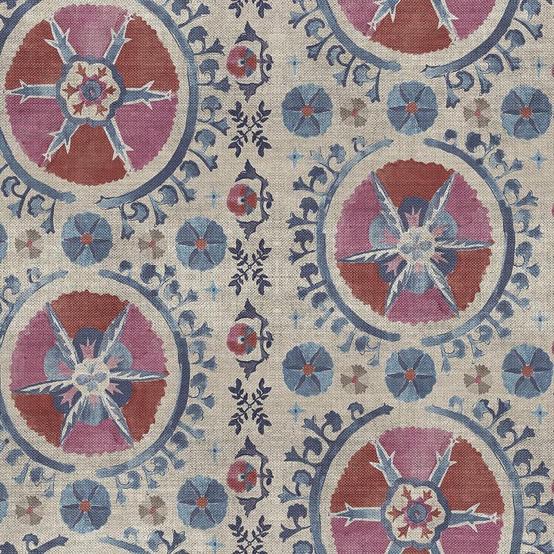 Wallpaper Fleurus Wallpaper Sample // Red & Blue 8 x 10 