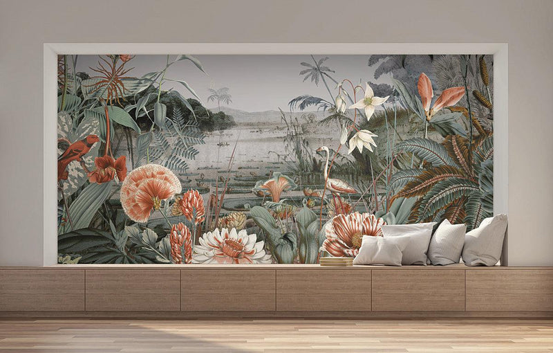 Wallpaper Floating Gardens Wall Mural Sample // Grey 8 x 10 