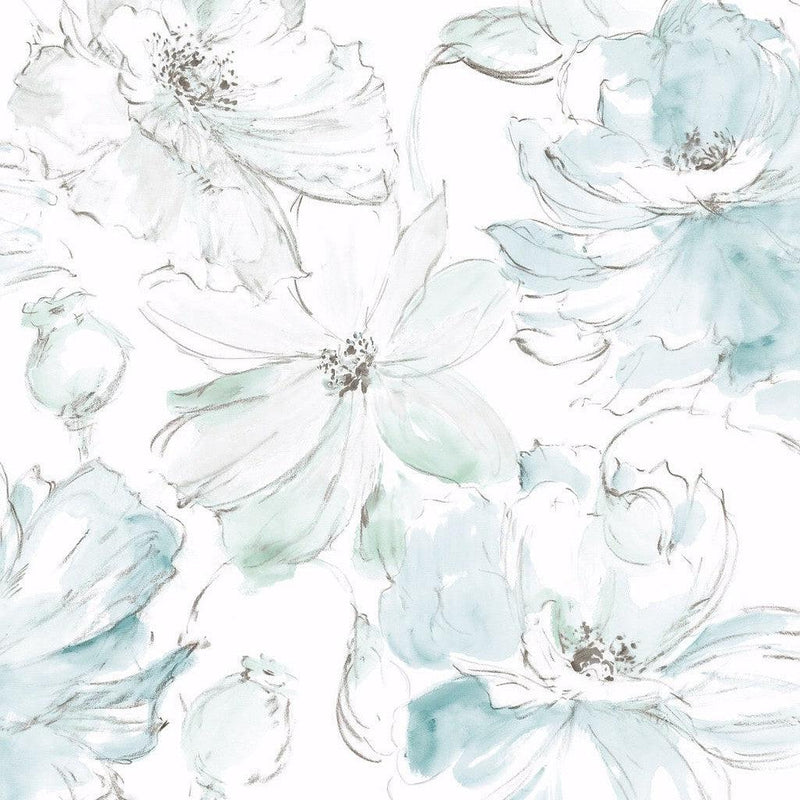 Wallpaper Floral Dreams Wallpaper Sample // Blue & Green 8 x 10 