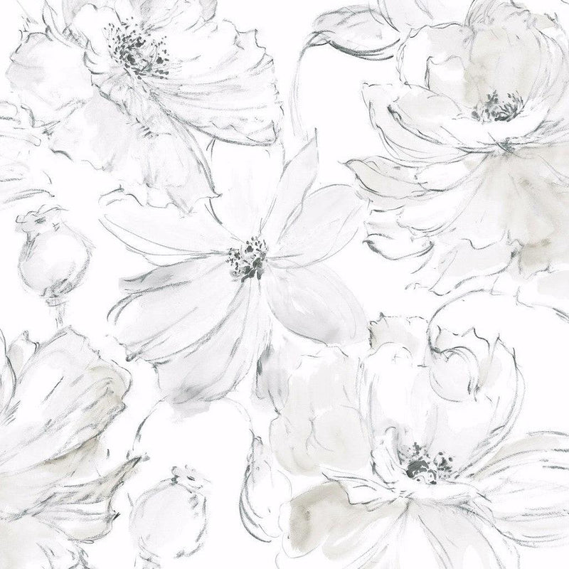 Wallpaper Floral Dreams Wallpaper Sample // Grey 8 x 10 