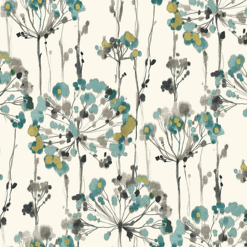 Wallpaper Flourish Peel & Stick Wallpaper Sample // Turquoise 8 x 10 