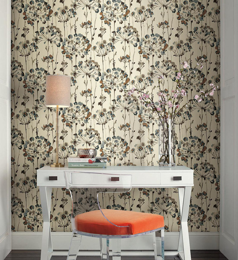 Wallpaper Flourish Peel & Stick Wallpaper // Teal 