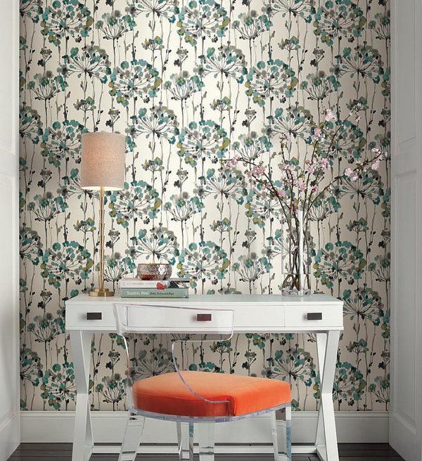 Wallpaper Flourish Peel & Stick Wallpaper // Turquoise 