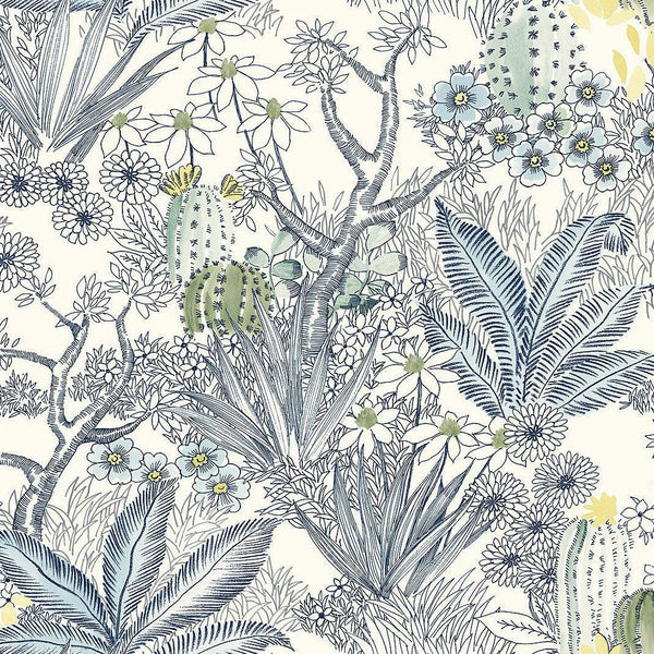Wallpaper Flowering Desert Wallpaper // Blue 