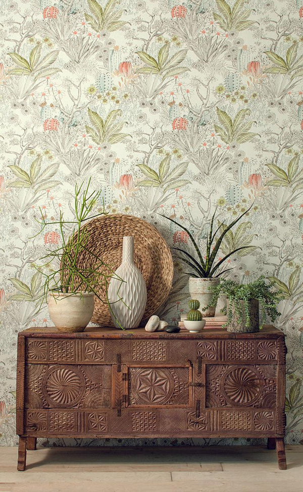 Wallpaper Flowering Desert Wallpaper // Grey 