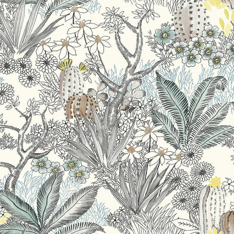 Wallpaper Flowering Desert Wallpaper Sample // Black 8 x 10 