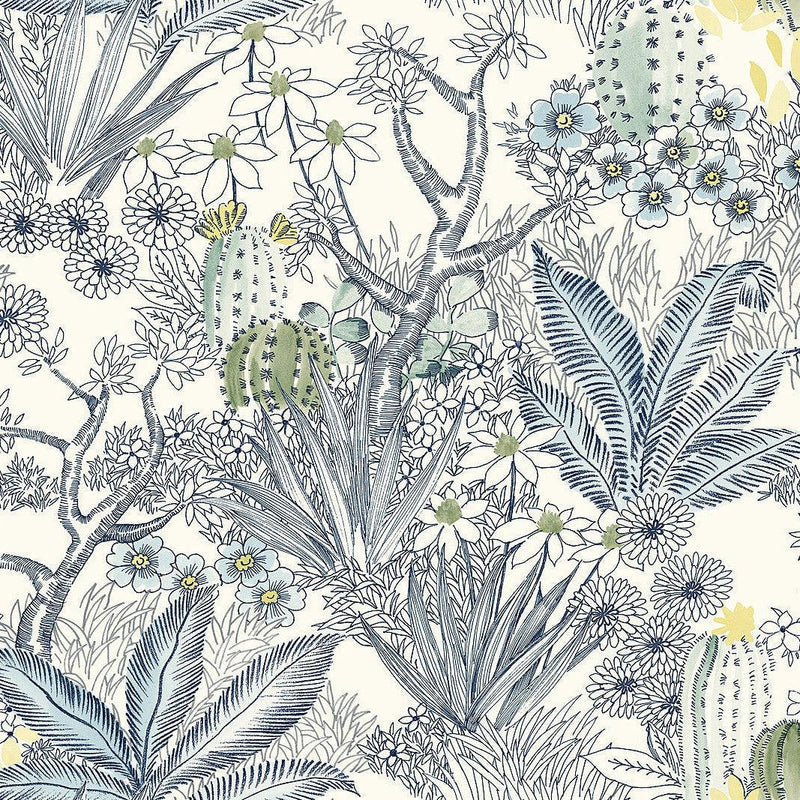 Wallpaper Flowering Desert Wallpaper Sample // Blue 8 x 10 