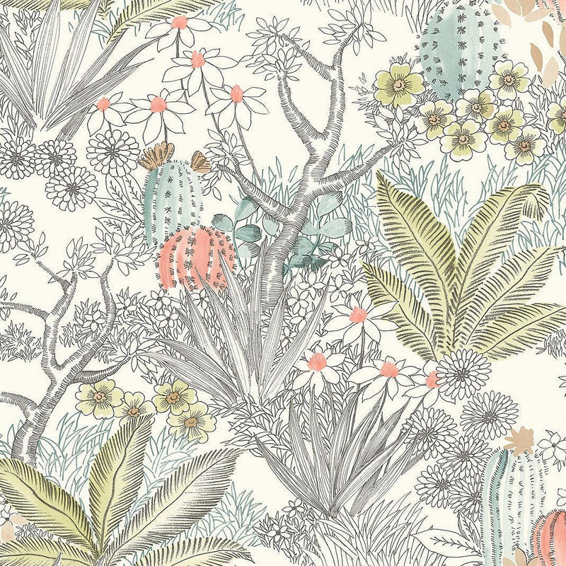 Wallpaper Flowering Desert Wallpaper Sample // Grey 8 x 10 