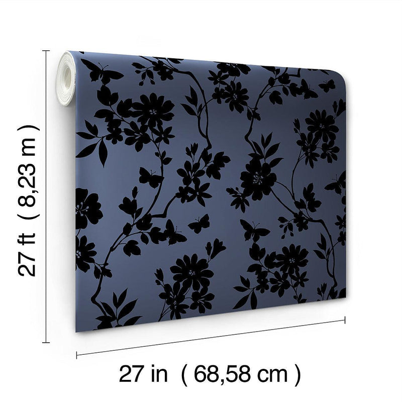 Wallpaper Flutter Vine Wallpaper // Blue & Black 