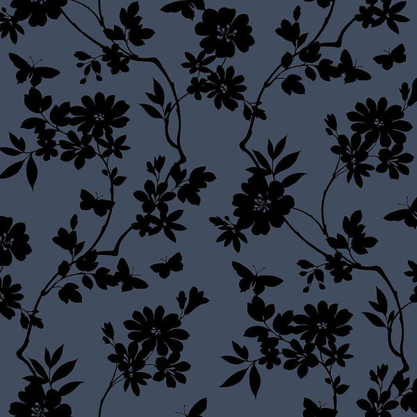 Wallpaper Flutter Vine Wallpaper // Blue & Black 