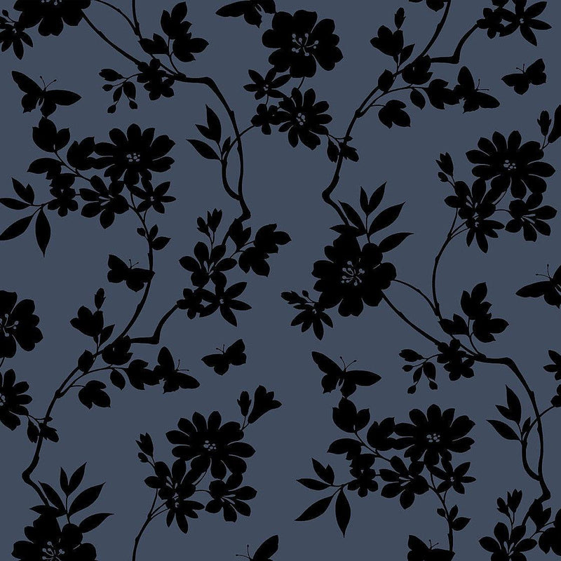 Wallpaper Flutter Vine Wallpaper Sample // Blue & Black 8 x 10 