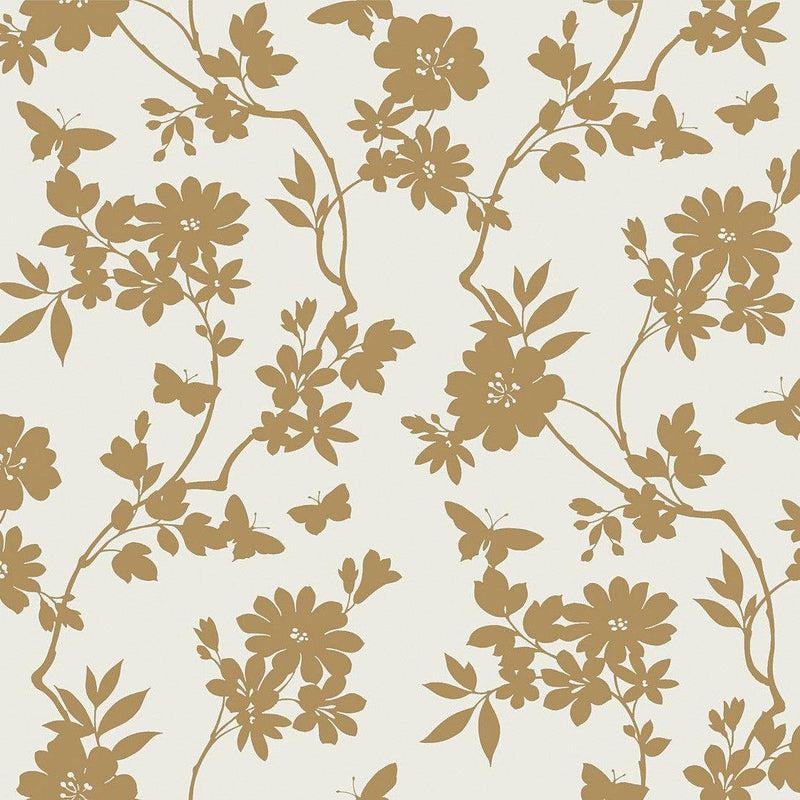 Wallpaper Flutter Vine Wallpaper Sample // White & Gold 8 x 10 