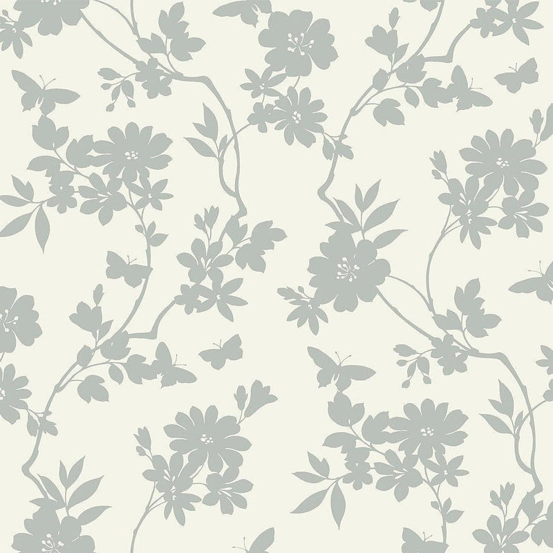 Wallpaper Flutter Vine Wallpaper Sample // White & Silver 8 x 10 
