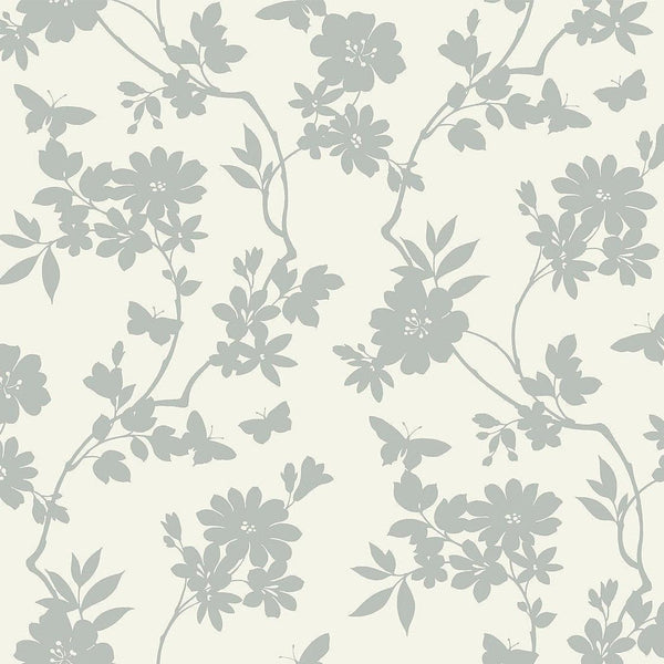 Wallpaper Flutter Vine Wallpaper // White & Silver 