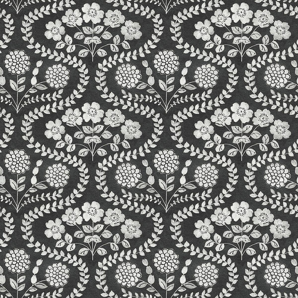 Wallpaper Folksy Floral Wallpaper // Black & White 