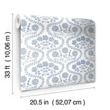 Wallpaper Folksy Floral Wallpaper // Blue & White 