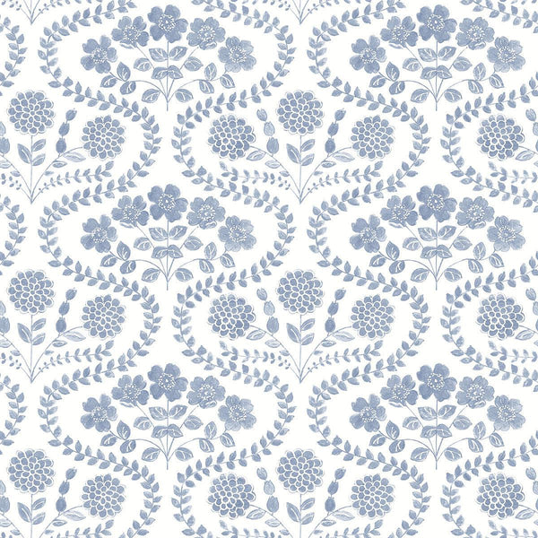 Wallpaper Folksy Floral Wallpaper // Blue & White 
