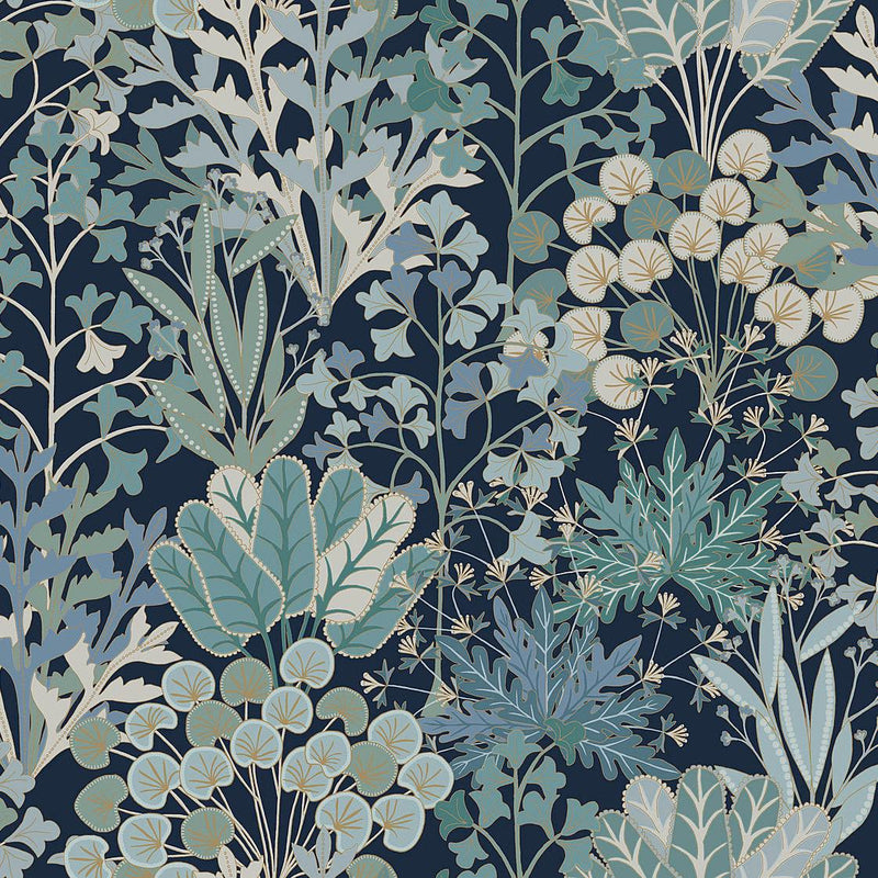 Wallpaper Forest Floor Wallpaper Sample // Navy 8 x 10 