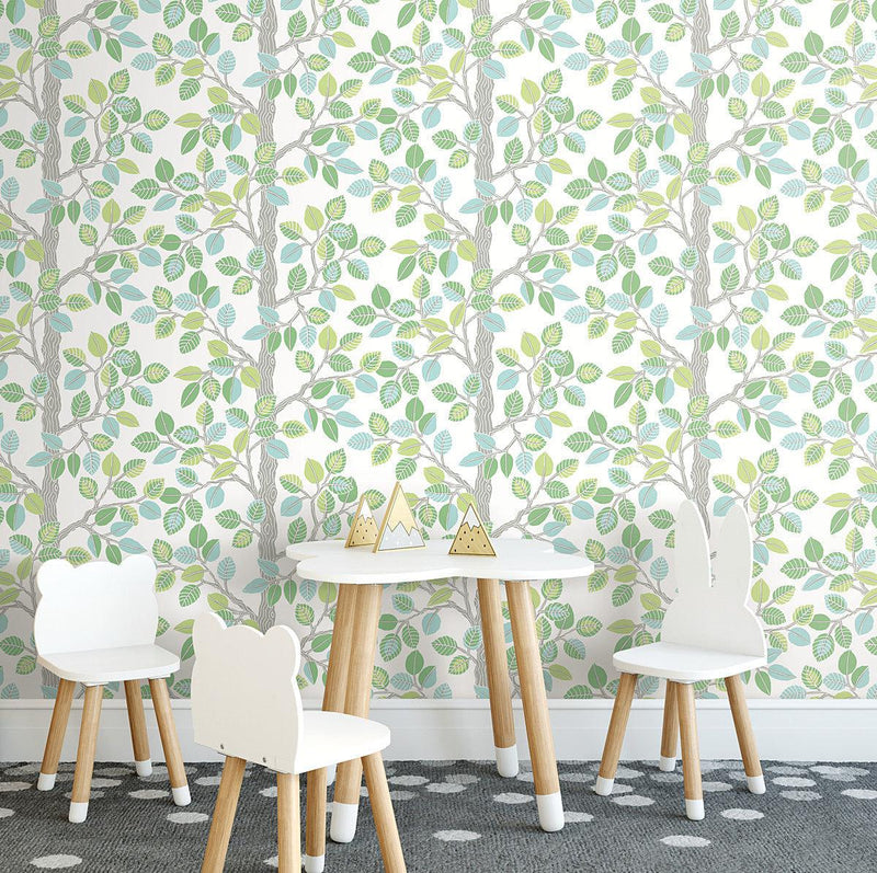 Wallpaper Forest Leaves Peel & Stick Wallpaper // Green 