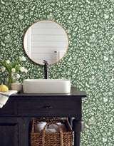 Wallpaper Fox & Hare Wallpaper // Forest Green 