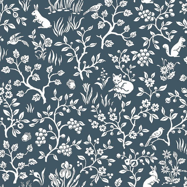 Wallpaper Fox & Hare Wallpaper // Navy 