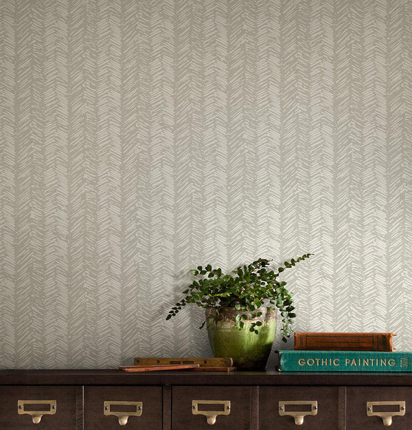 Wallpaper Fractured Herringbone Wallpaper // Light Brown 